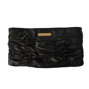 Michael Kors black ruched zipper purse clutch